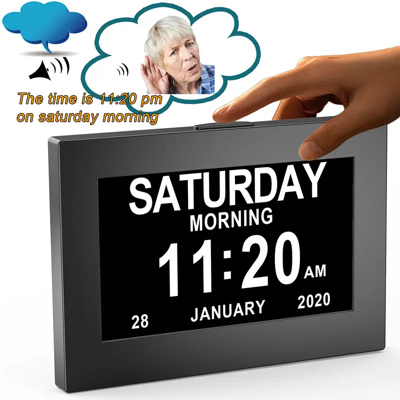 Touch screen digital calendar alarm day clock with 8large screen display (1)