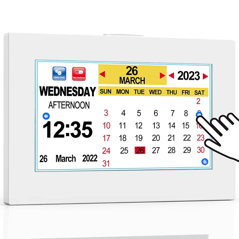 Touch screen digital calendar  alarm day clock with 8"large screen display